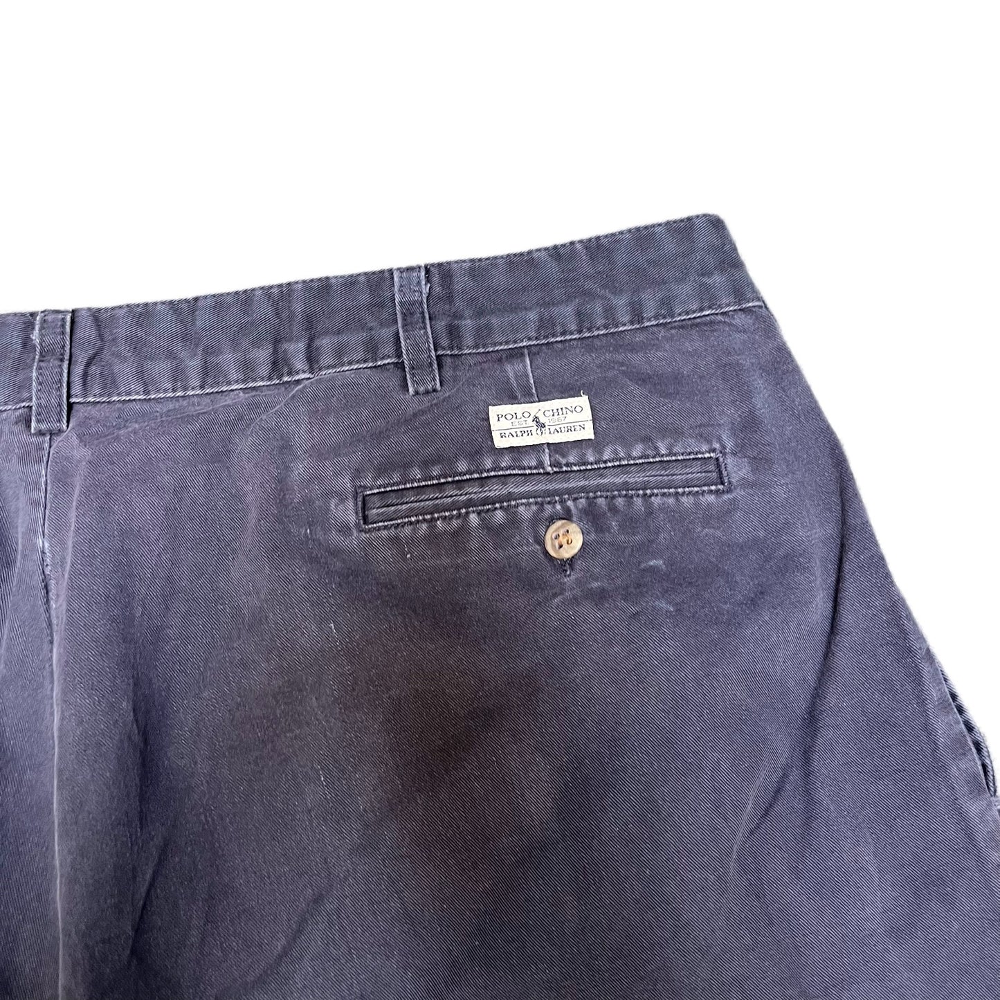 Polo Ralph Lauren Chino Shorts Fits as Mens XL 39" Waist Navy Pleated Outdoor