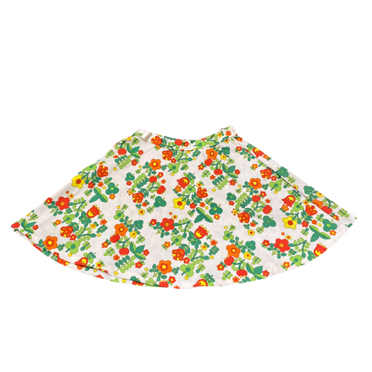 Modesta Mini A-Line Skirt Womens Small Cream Green Floral Print Button Front
