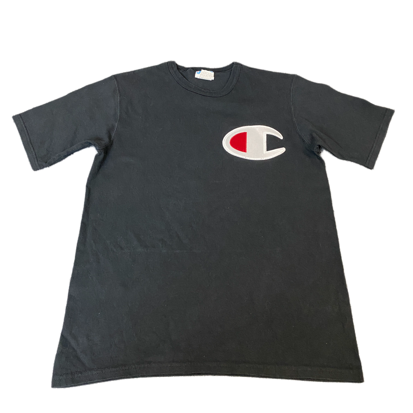 Champion T-Shirt Mens Small Black Embroidered Logo Short Sleeve Crew Neck Tee