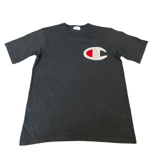 Champion T-Shirt Mens Small Black Embroidered Logo Short Sleeve Crew Neck Tee
