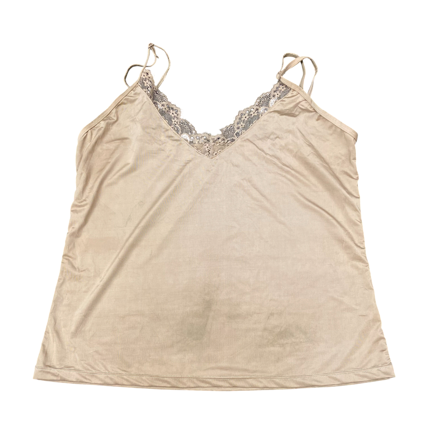 Camisole Top Womens S Cream Lace Trim V-Neck Adjustable Straps Backless Outdoor