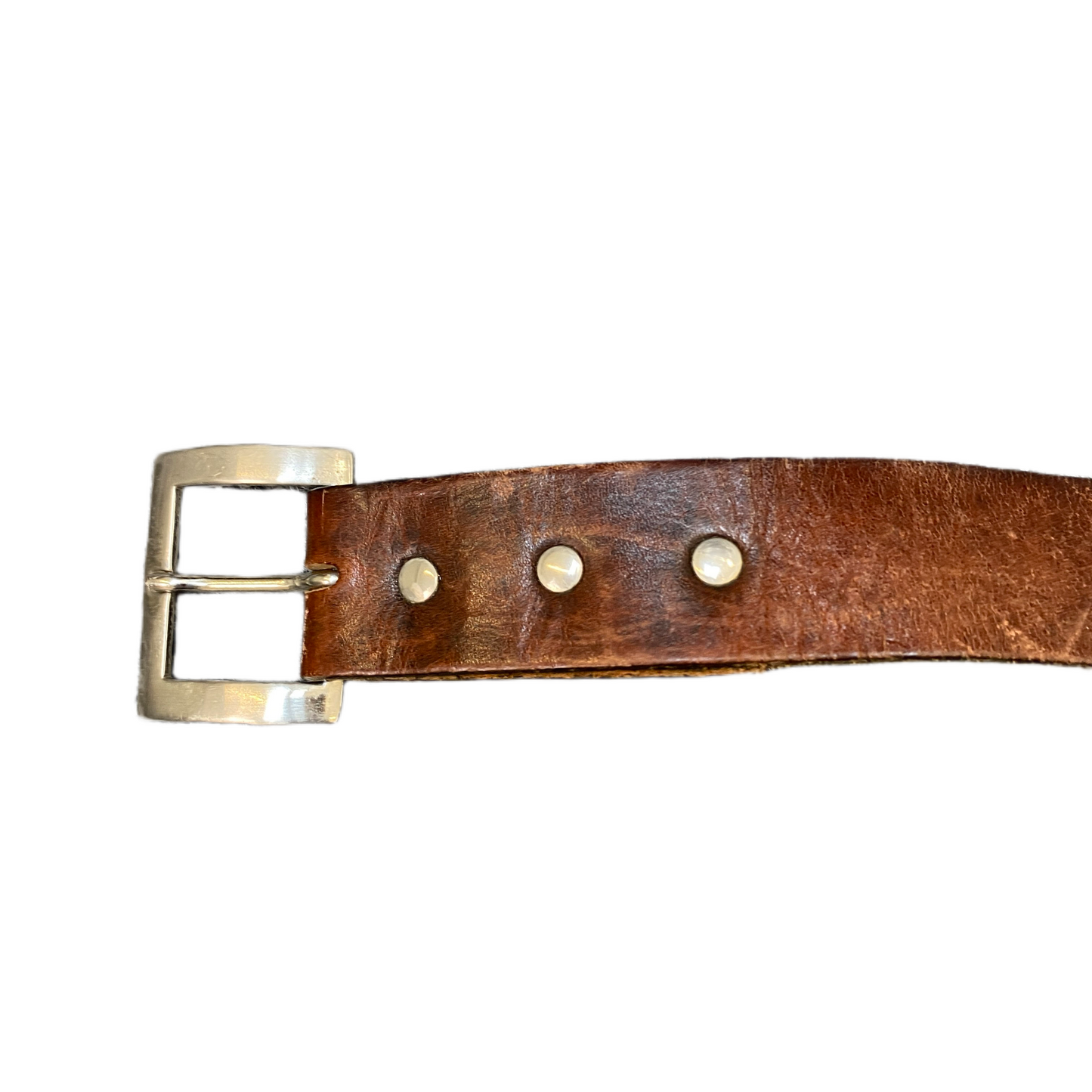 Waist Belt Men Brown Leather Adjustable Silver Square Pin Buckle 46 inches