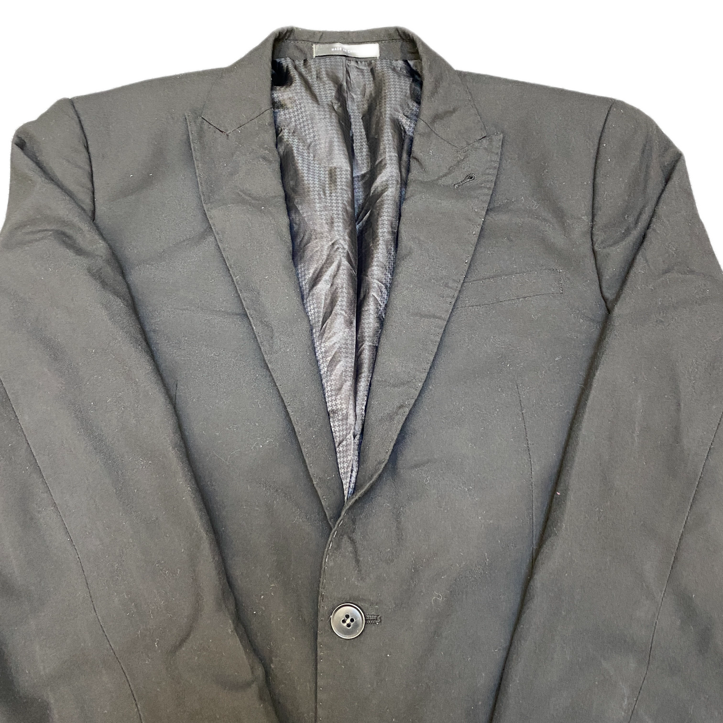 Mens Blazer Jacket Small Black Lined Peak Lapel Single Breasted Formal Business