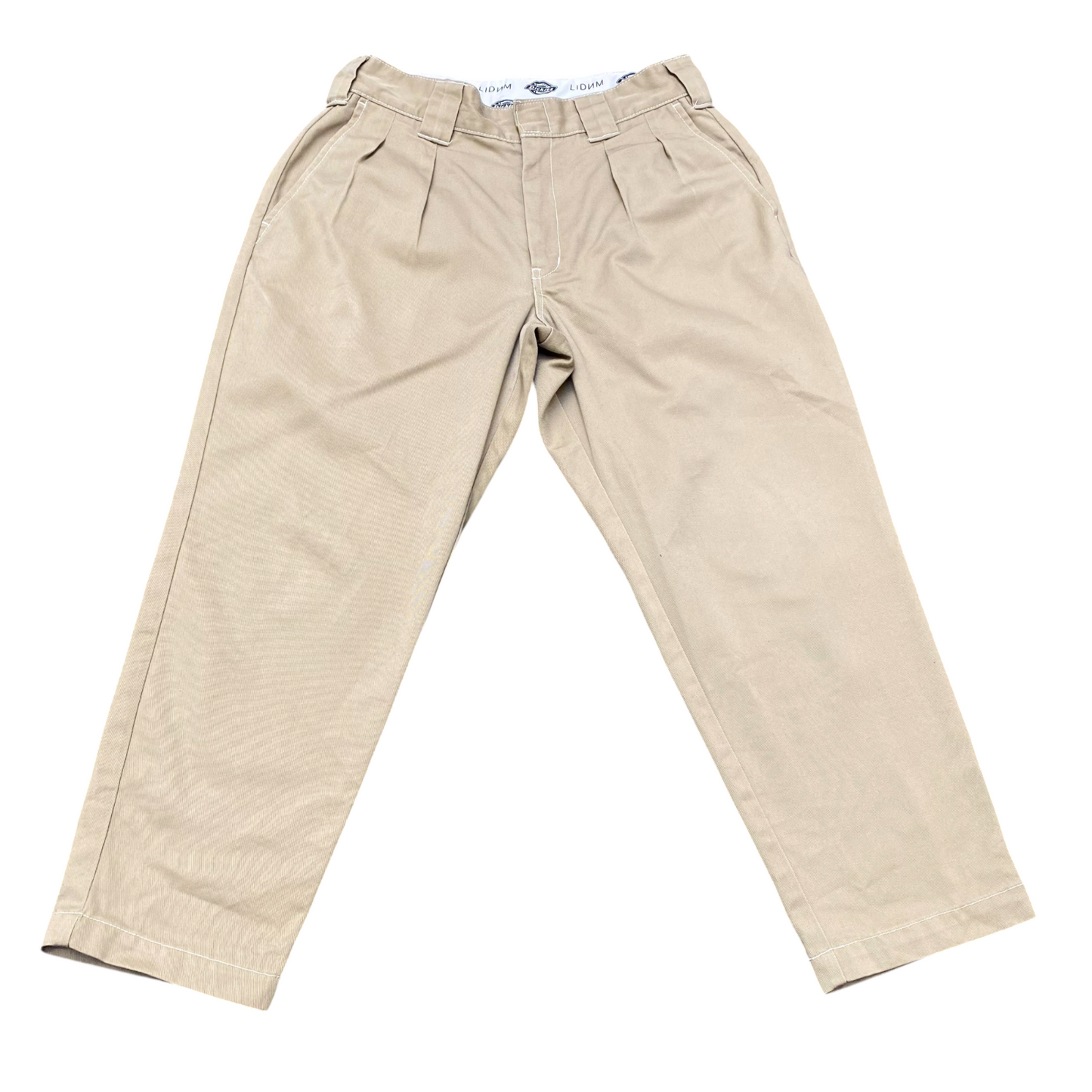 Dickies Trousers Mens Small Beige Pletaed Relaxed Fit Slash Pockets Workwear