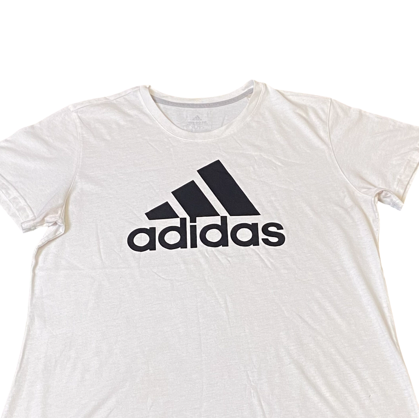 adidas Tee Shirt Mens XL White 3 Stripes Logo Short Sleeve Go-To Performance