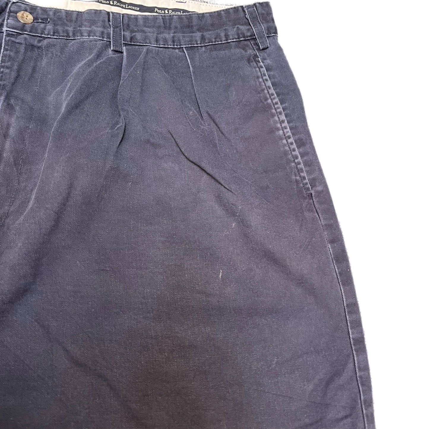 Polo Ralph Lauren Chino Shorts Fits as Mens XL 39" Waist Navy Pleated Outdoor