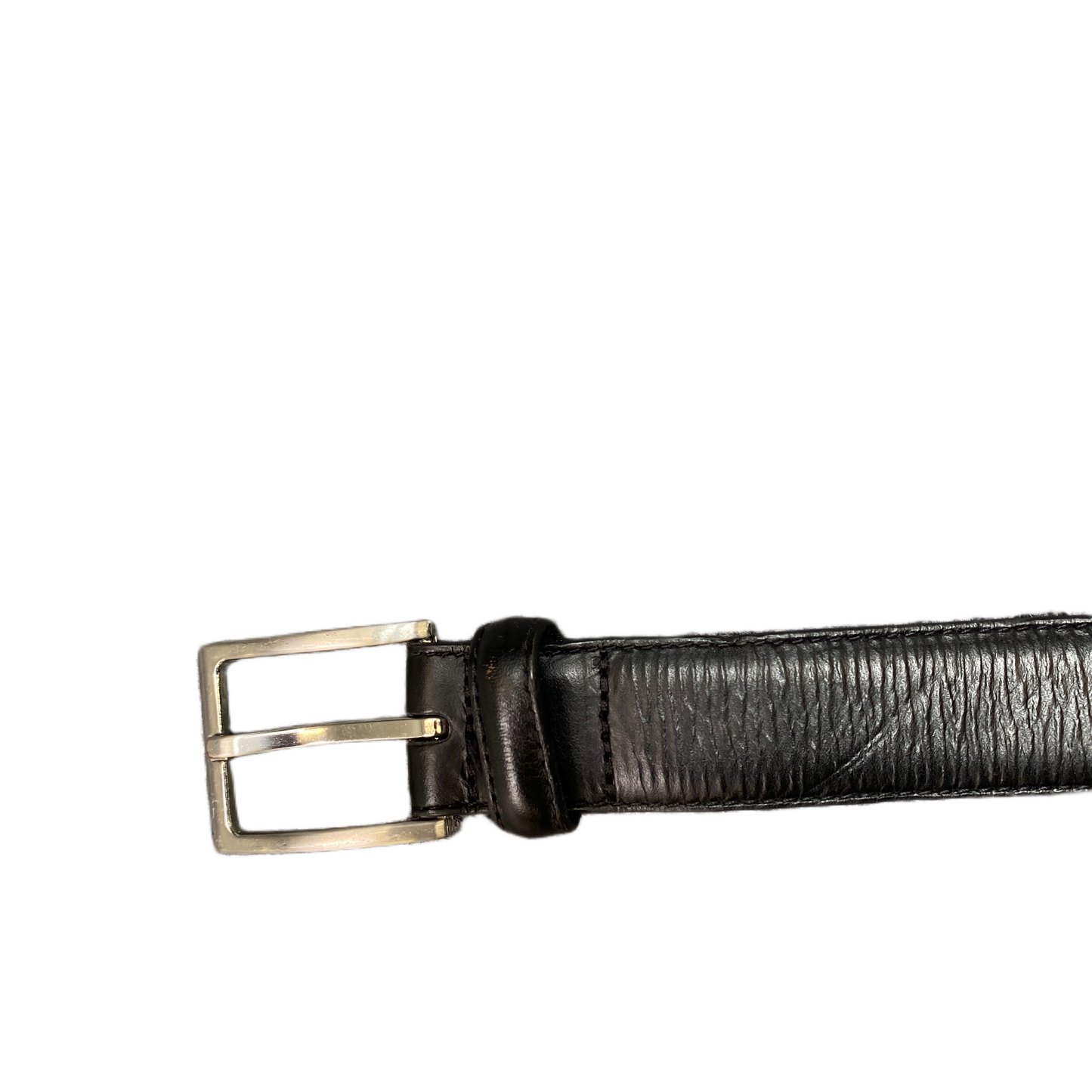 Waist Belt Mens Black Leather Adjustable Classic Silver Pin Buckle 47.5 Inches