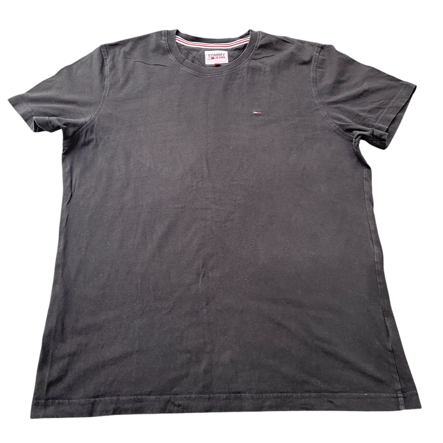 Tommy Jeans T Shirt Mens Large Black Short Sleeve Logo Crew Neck Pullover Tee