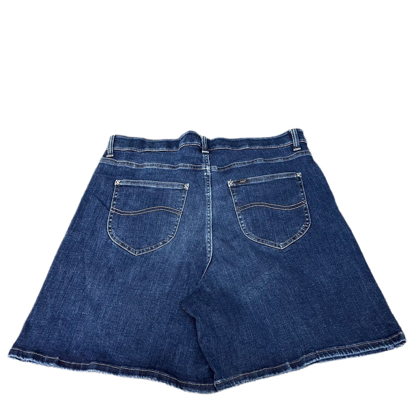 Lee Jean Shorts Fits as Womens 2XL 35" Waist Blue Denim Dark Wash Faded 5-Pocket