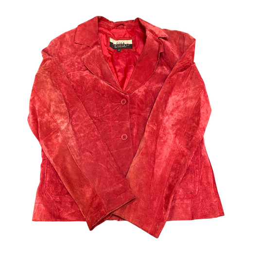 Gina Mariolano Genuine Leather Blazer Jacket Womens Medium Red Single Breasted