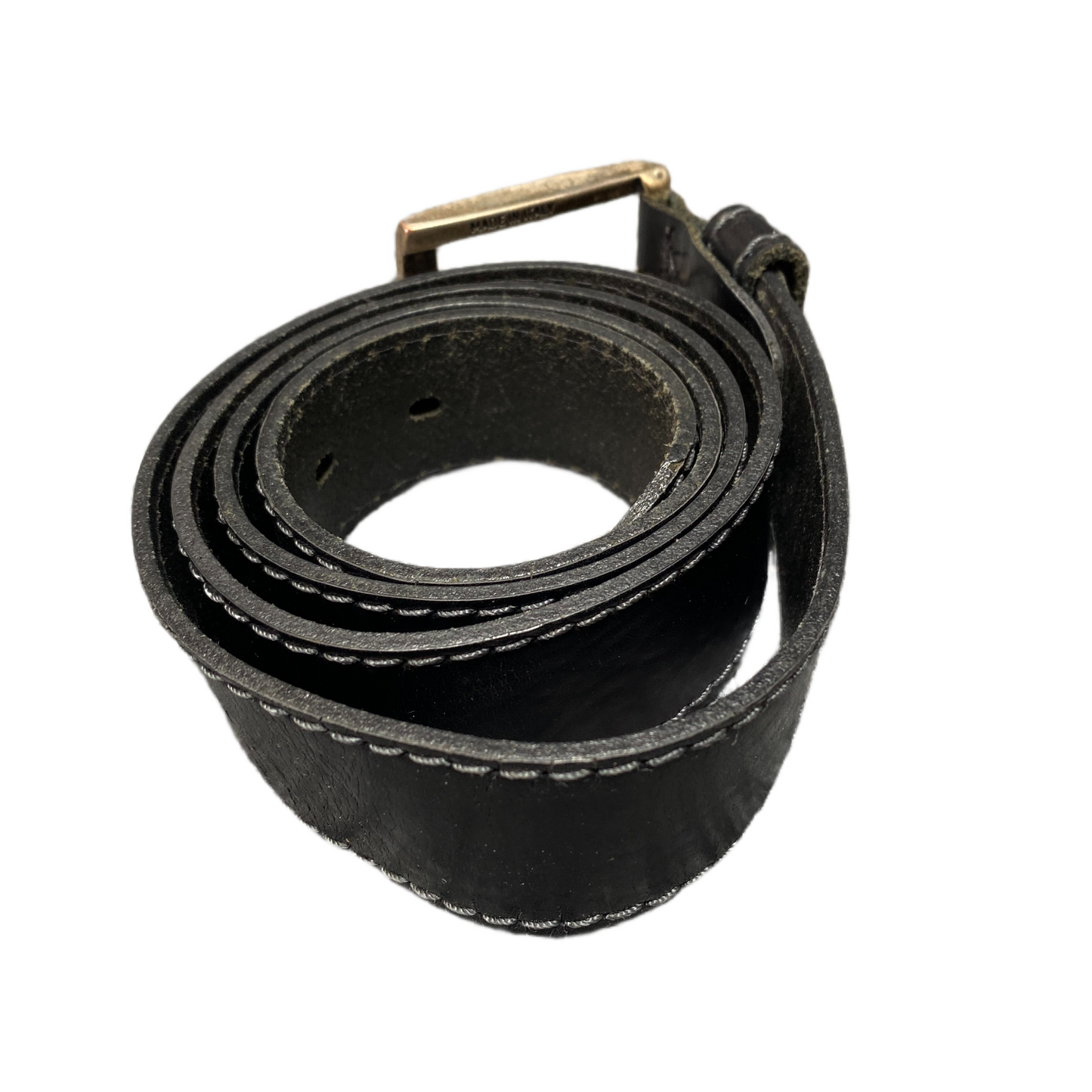 LLOYD Waist Belt Mens Black Leather Adjustable Brass Pin Buckle 43 inches