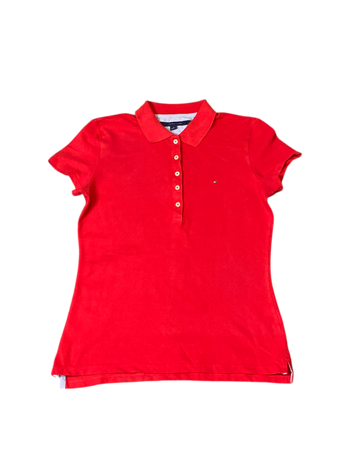 Tommy Hilfiger Polo Shirt Womens M Red High Low Short Sleeve Golf Performance