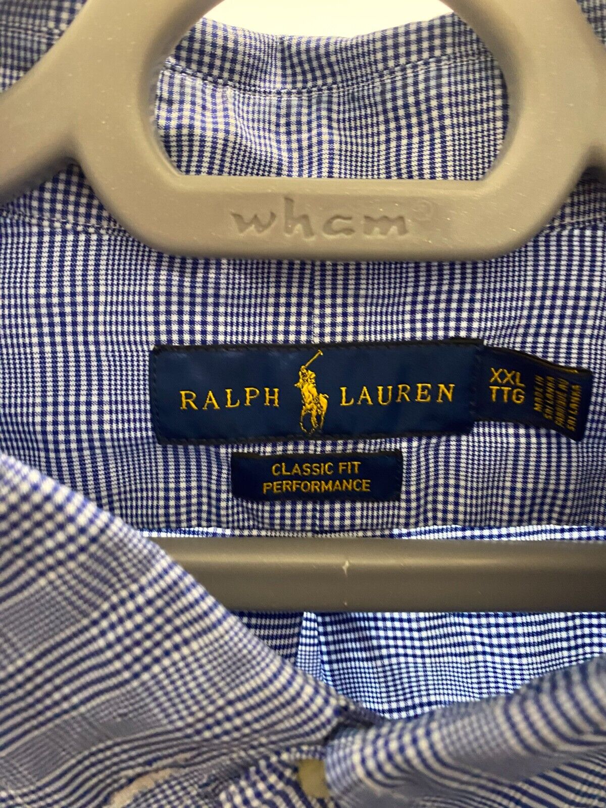 Ralph Lauren Shirt Mens 2XL Blue Houndstooth Casual Small Blue Polo Pony Logo