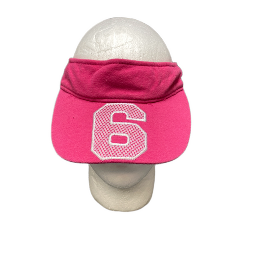 Women's Golf Sun Visor Hat 56 cm Pink Cotton Embroidered Number 6 Adjustable