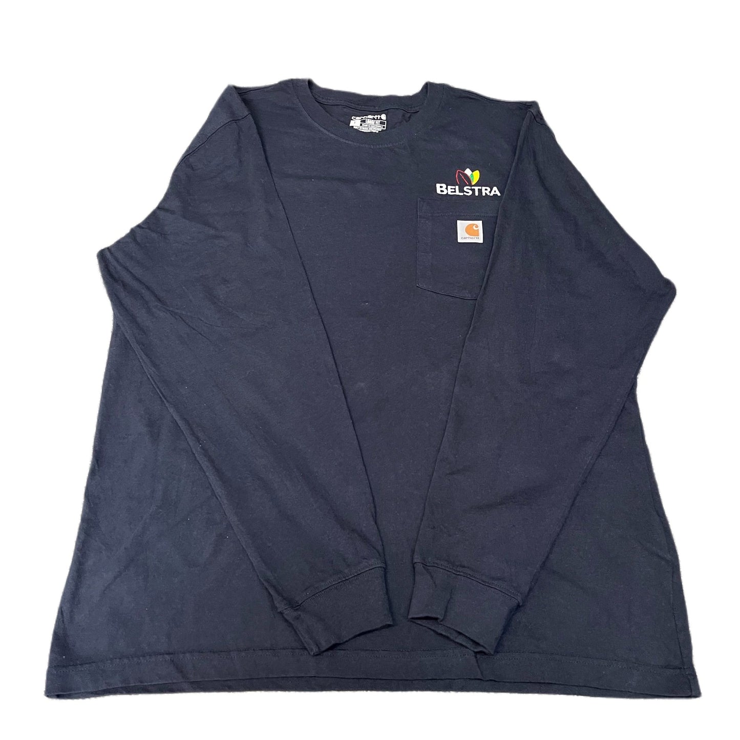 Carhartt Belstra Pocket T-Shirt Mens Large Blue Loose Fit Long Sleeve Summer Tee
