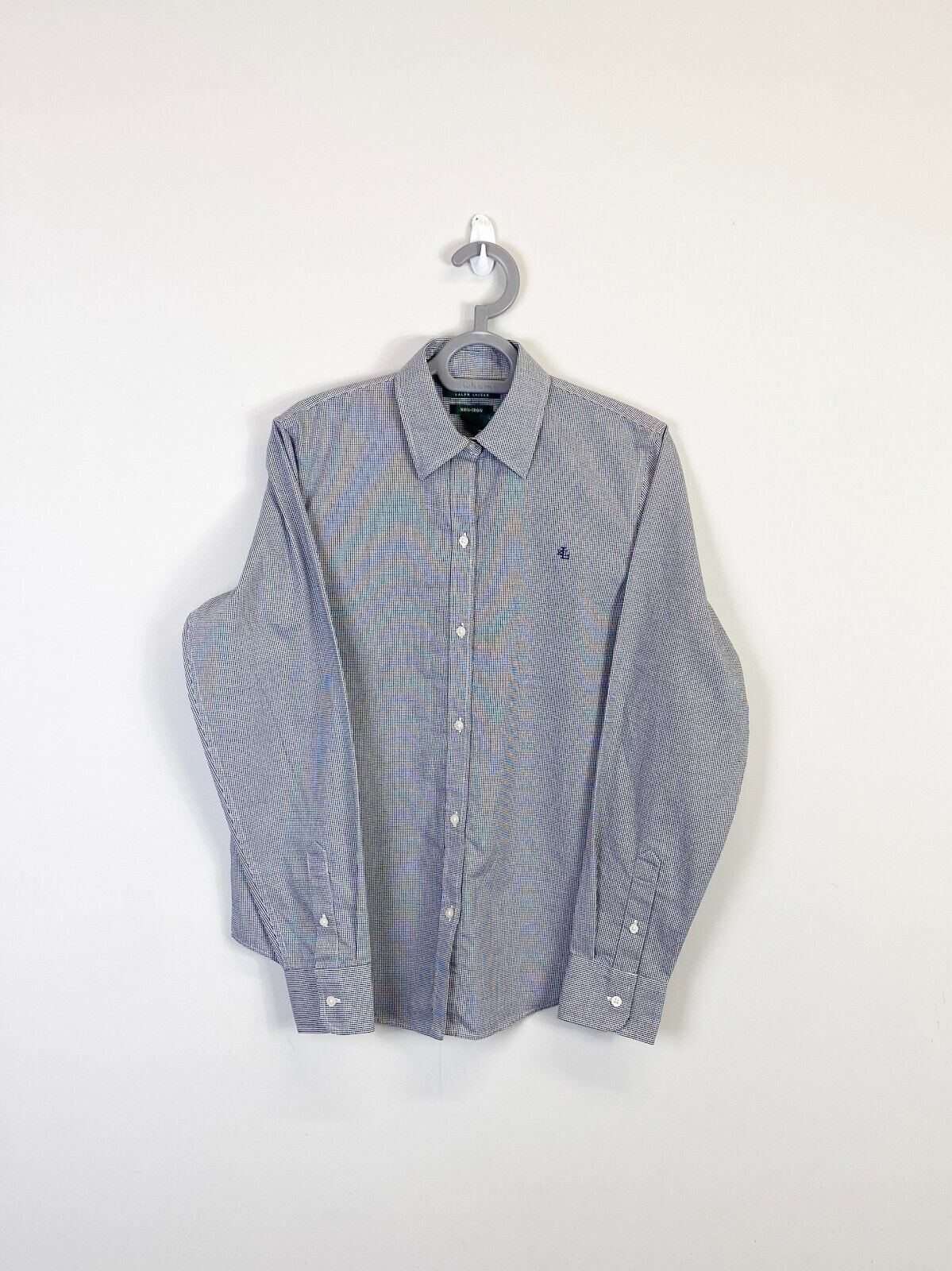 Ralph Lauren Shirt Womens Small Grey Houndstooth Long Sleeve Casual Button Down