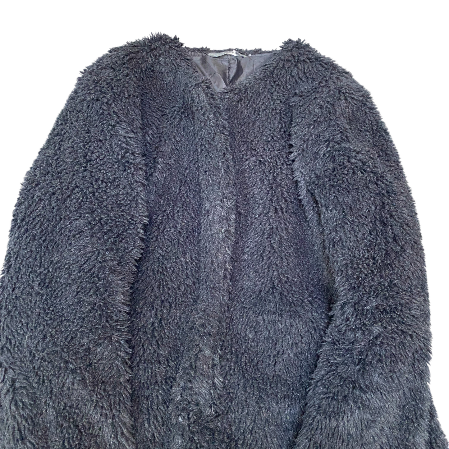 Hema Faux Fur Coat Womens Small Black Lined Cozy Fuzzy Winter Long Sleeve