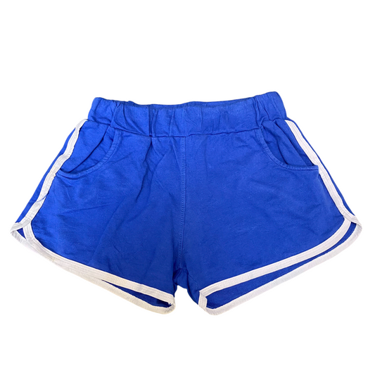 Running Sprinter Shorts Women Large Royal Blue Stretch Elastic Waist Dolphin Hem