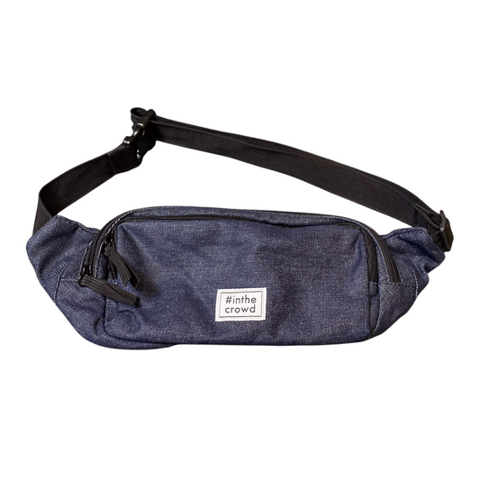 BagUnisex Adults Fanny Pack Crowd Bag Blue Denim Zipper Pocket Adjustable Strap