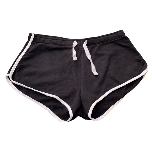 FB Sister Running Shorts Womens L Black Athletic Fit Dolphin Hem Elastic Waist