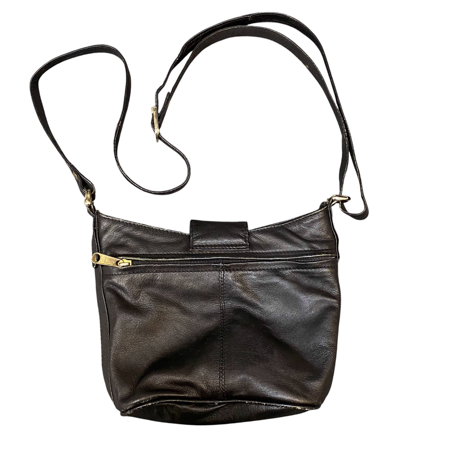 Womens Tote Bag Black Leather Crossbody Strap Zip Pockets Magnetic Flap Closure