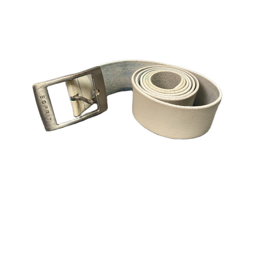 Esprit Waist Belt Womens White Leather rectangular Silver Pin Buckle 43 inches