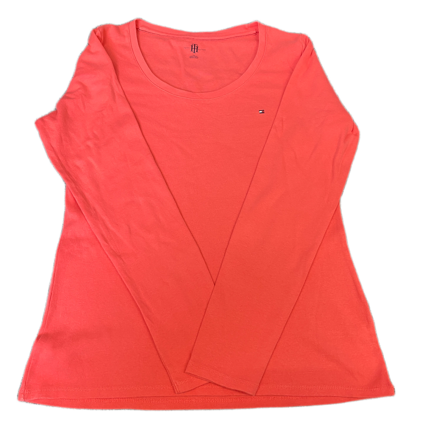 Tommy Hilfiger T-Shirt Womens Medium Peach Casual Long Sleeve Round Neck Tee