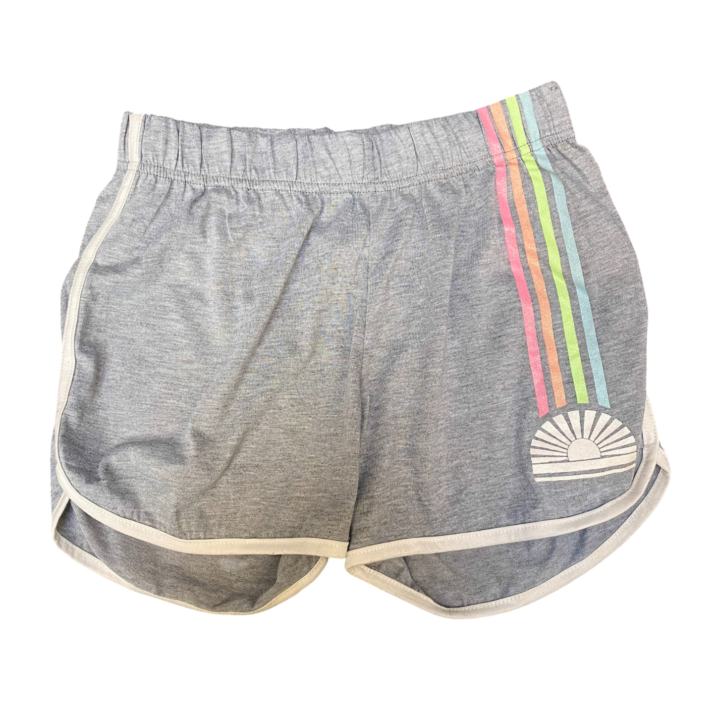 PJ Shorts Girls Large Grey Heather Stretchy Workout Elastic Waist Dolphin Hem