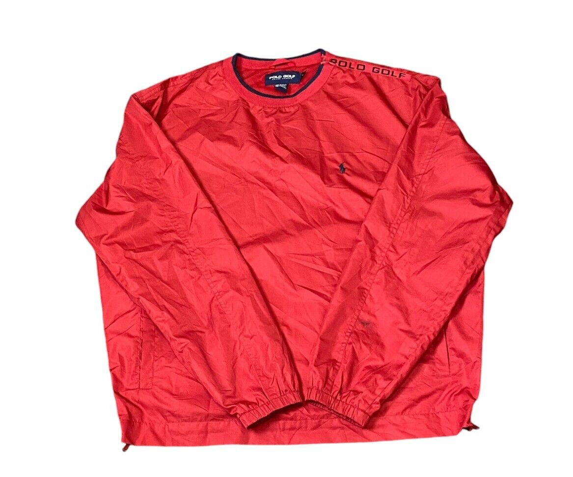 Polo Ralph Lauren Golf Windbreaker Jacket Mens XL Red 100% Polyester Long Sleeve