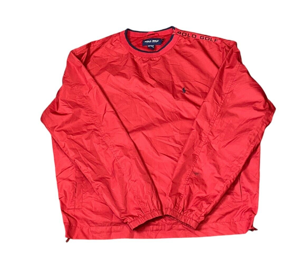 Polo Ralph Lauren Golf Windbreaker Jacket Mens XL Red 100% Polyester Long  Sleeve