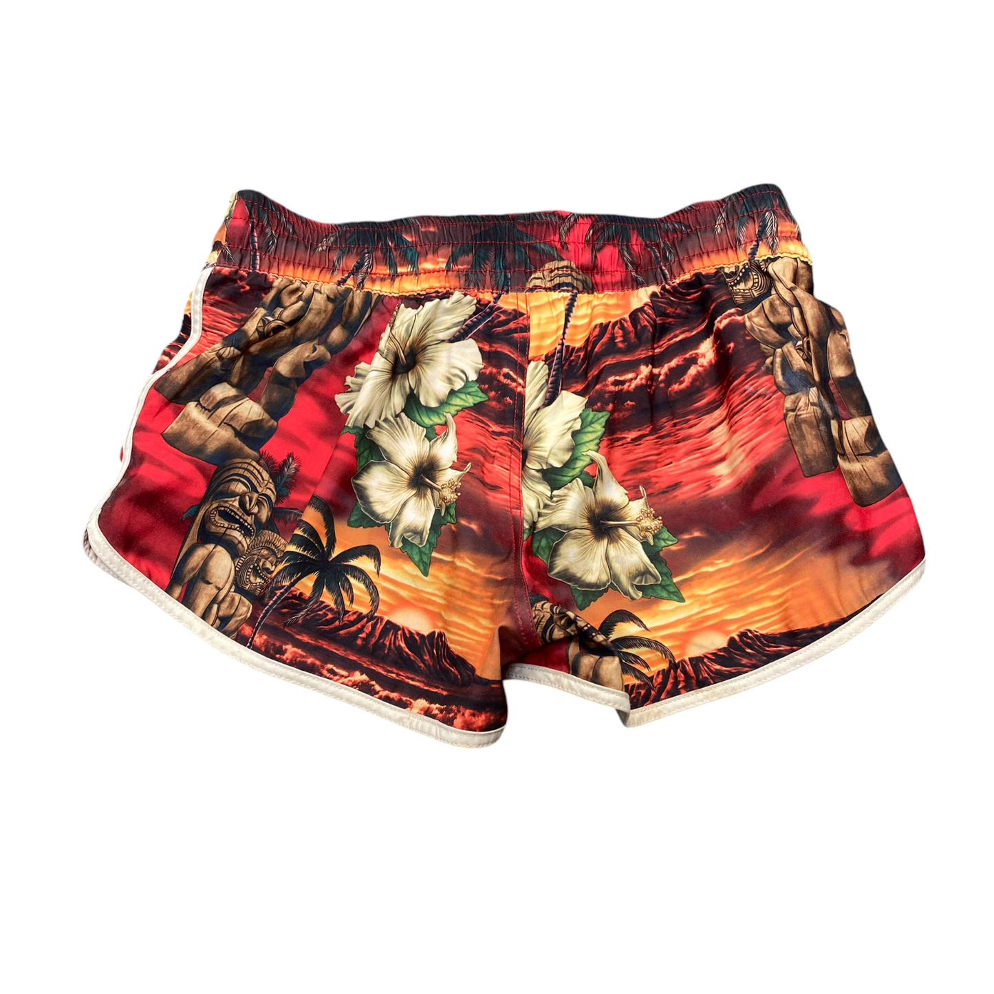 Swim Shorts Womens Small Multicoloured Hawaii Sunset Surf Surfing Elastic Waist