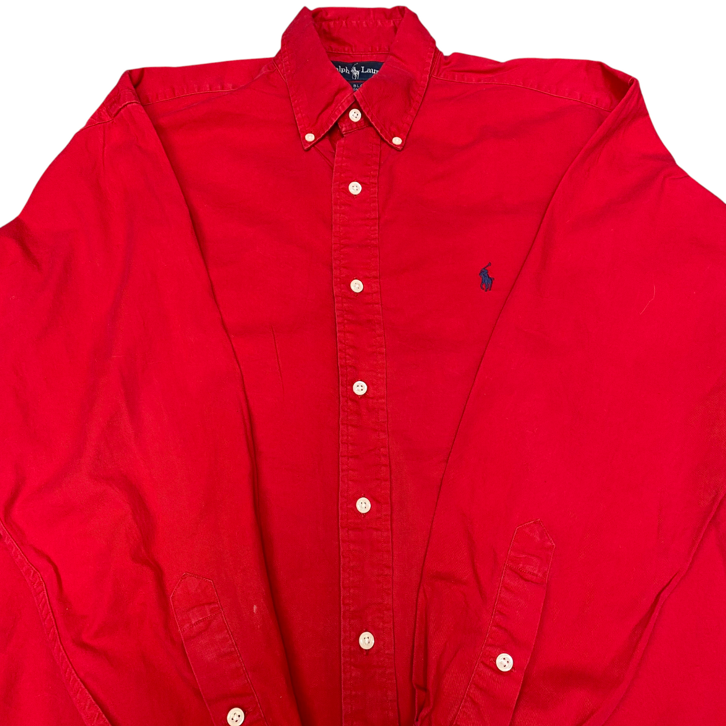 Ralph Lauren Shirt Mens M Red Blaire Long Sleeve Blue Pony Logo Button Down