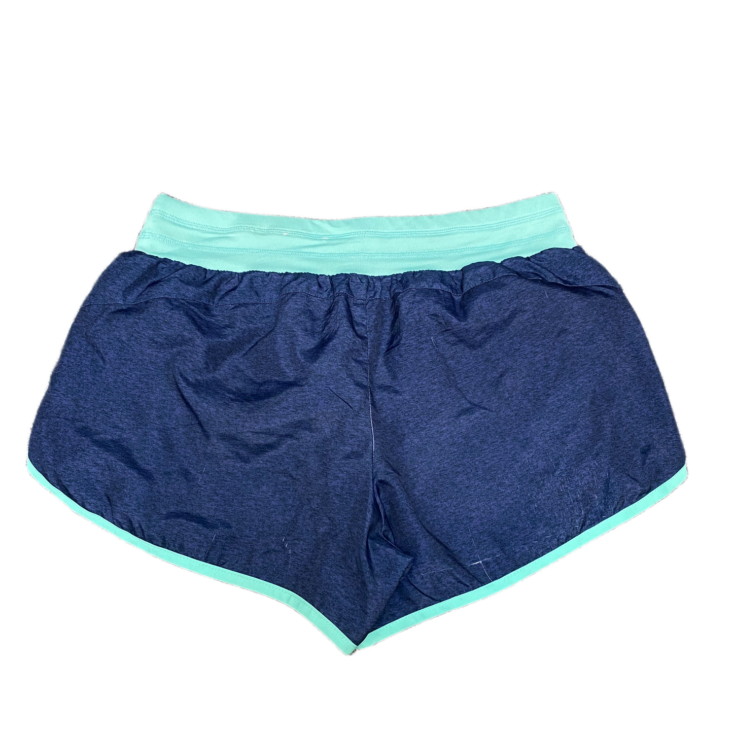 Running Sprinter Shorts Womens L 30" Waist Blue Athletic Gym Workout Dolphin Hem
