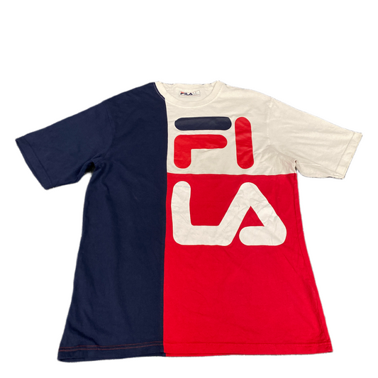 FILA T-Shirt Mens Medium Multi Colorblock Short Sleeve Crew Neck Pullover Tee