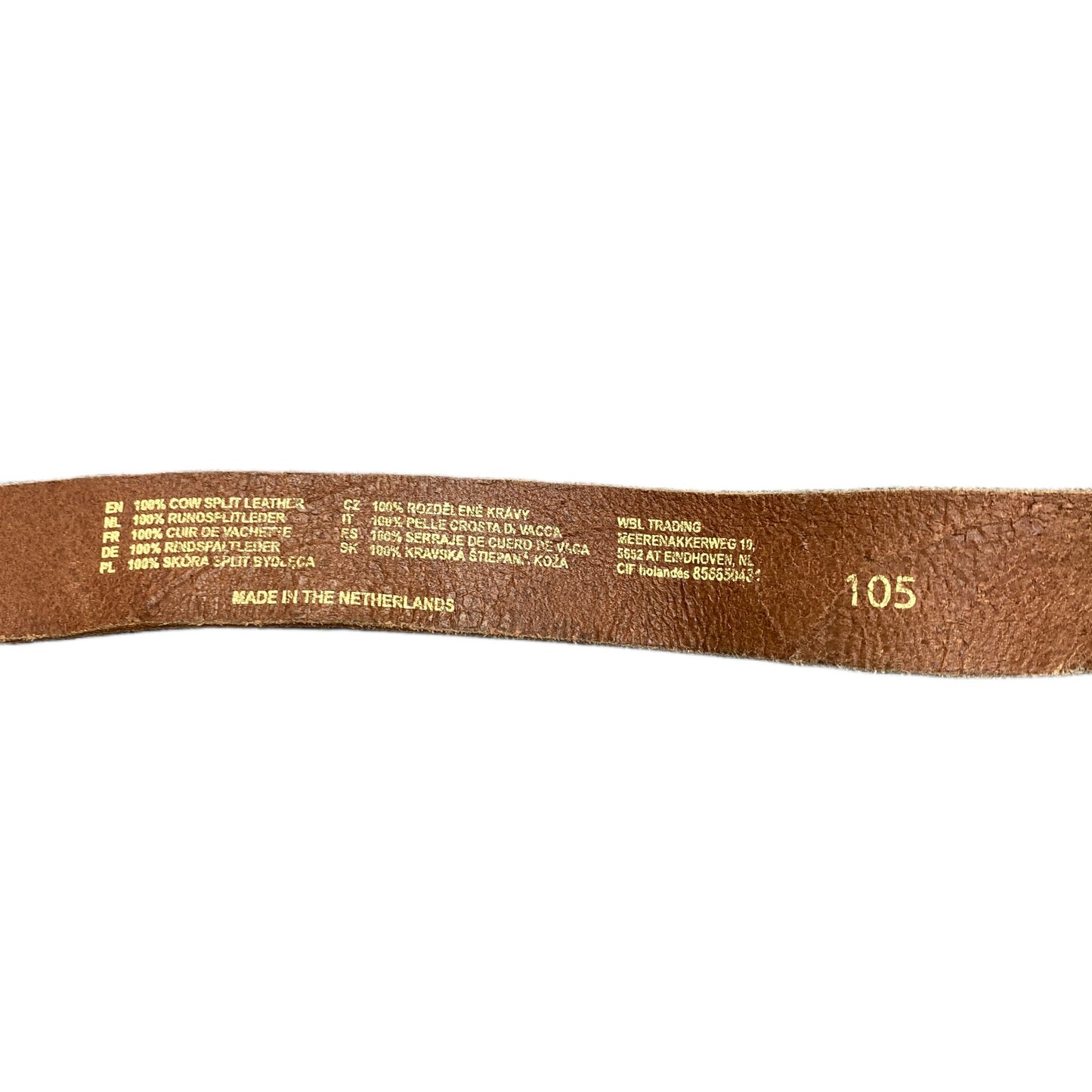 Vintage Waist Belt Mens Brown Leather Adjustable Round Shape Buckle 48 Inches
