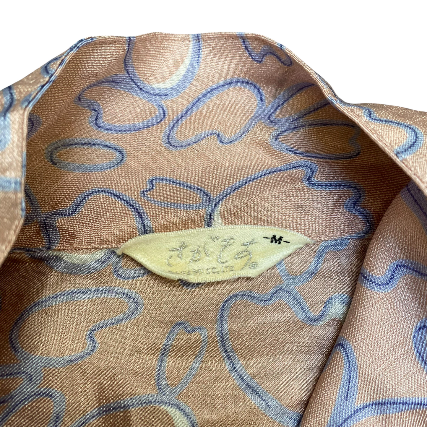 Women Button-Up Shirt M Brown Abstract Print Casual Long Sleeve Collared Outdoor