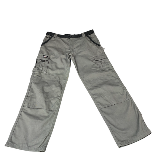 Dickies Cargo Pants Men XL Gray Black Workwear Double Knee Low Waist Relaxed Fit