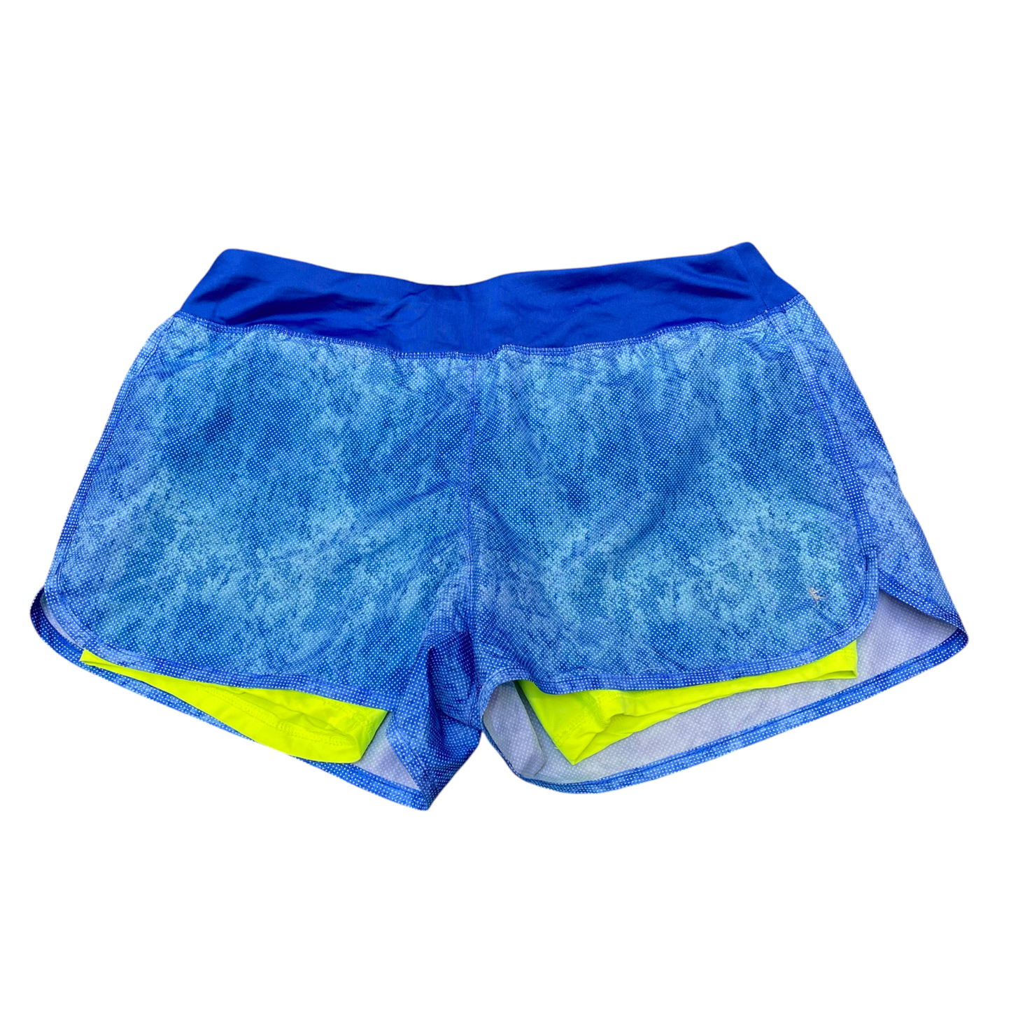 Running Sprinter Shorts Womens M Blue Polka Dot Semi-Fitted Lined Elastic Waist