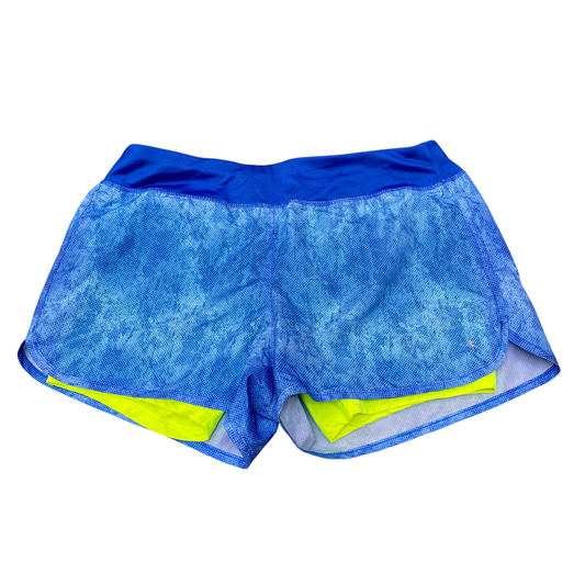 Running Sprinter Shorts Womens M Blue Polka Dot Semi-Fitted Lined Elastic Waist