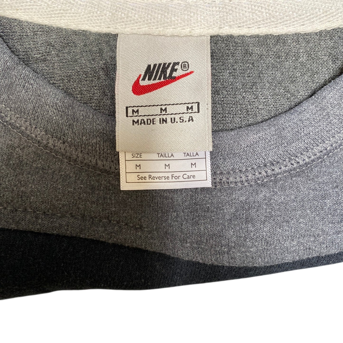 Nike Reworked Sweatshirt Mens M Black Grey Embroidered Spellout Logo Vintage Y2K