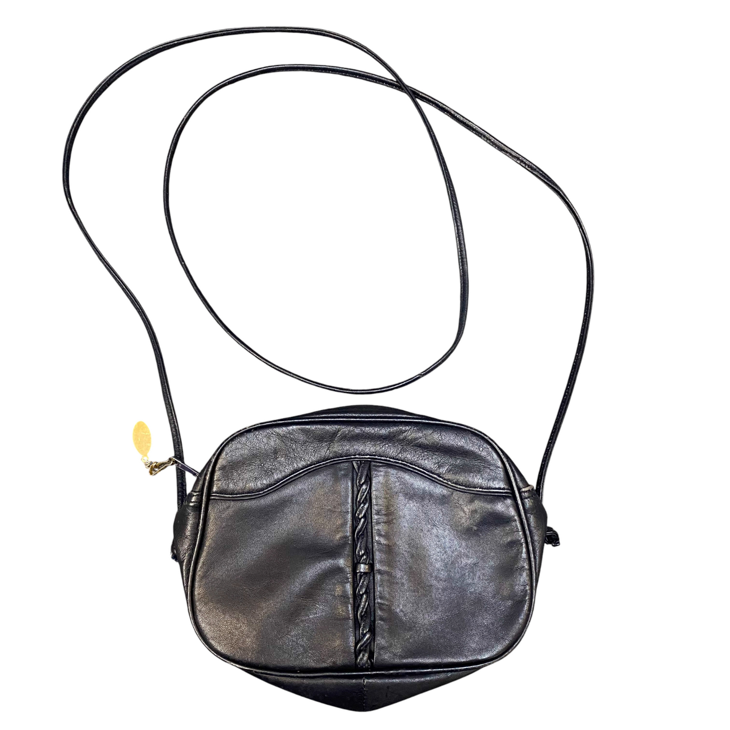 Cypress Crossbody Bag Womens Navy Blue Leather Adjustable Strap Zip Closure