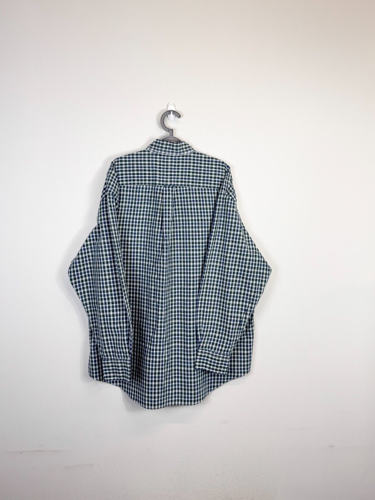 Nautica Shirt Mens XL Green Plaid Sanded Poplin Long Sleeve Collar Button Down
