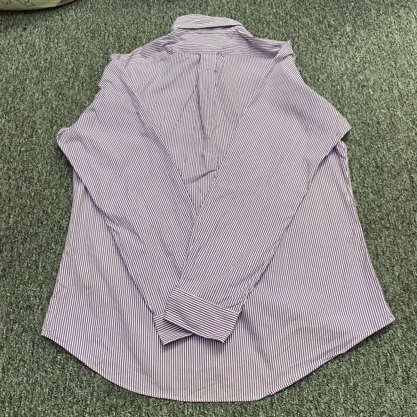 Ralph Lauren Shirt Men's L Purple Striped Long Sleeve Custom Fit Button Down