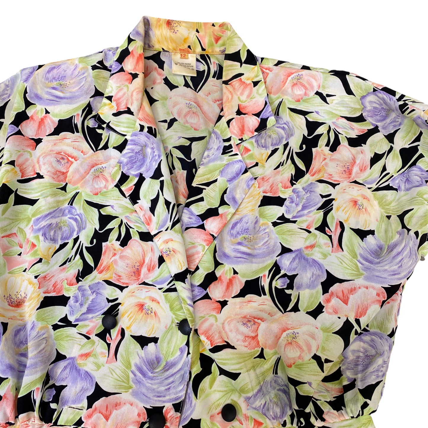 Womens Blouse Top M Multi Floral Print Sleeveless Collared Button Down Outdoor