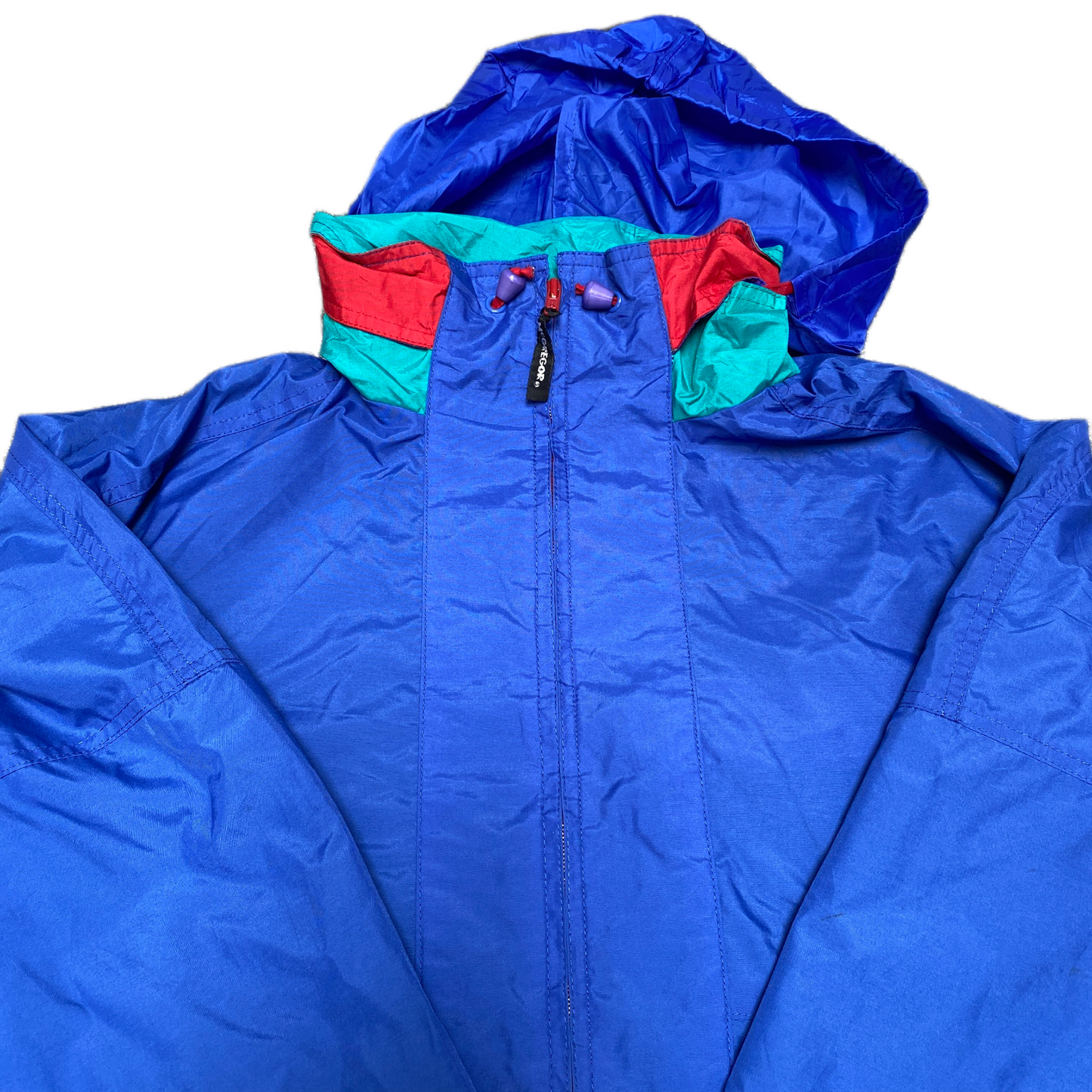 McGregor Windbreaker Jacket Mens Large Blue Anti-Breeze Drawstring Hooded Zipper