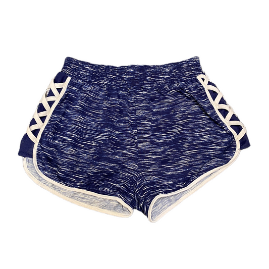 Running Sprinter Shorts Women S 25" Waist Blue Athletic Gym Workout Dolphin Hem