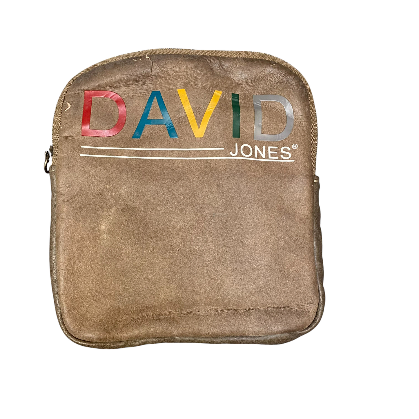 Vtg David Jones Crossbody Bag Womens Brown Leather Travel Organizer Zip Pocket