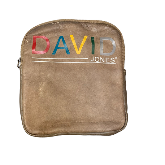 Vtg David Jones Crossbody Bag Womens Brown Leather Travel Organizer Zip Pocket