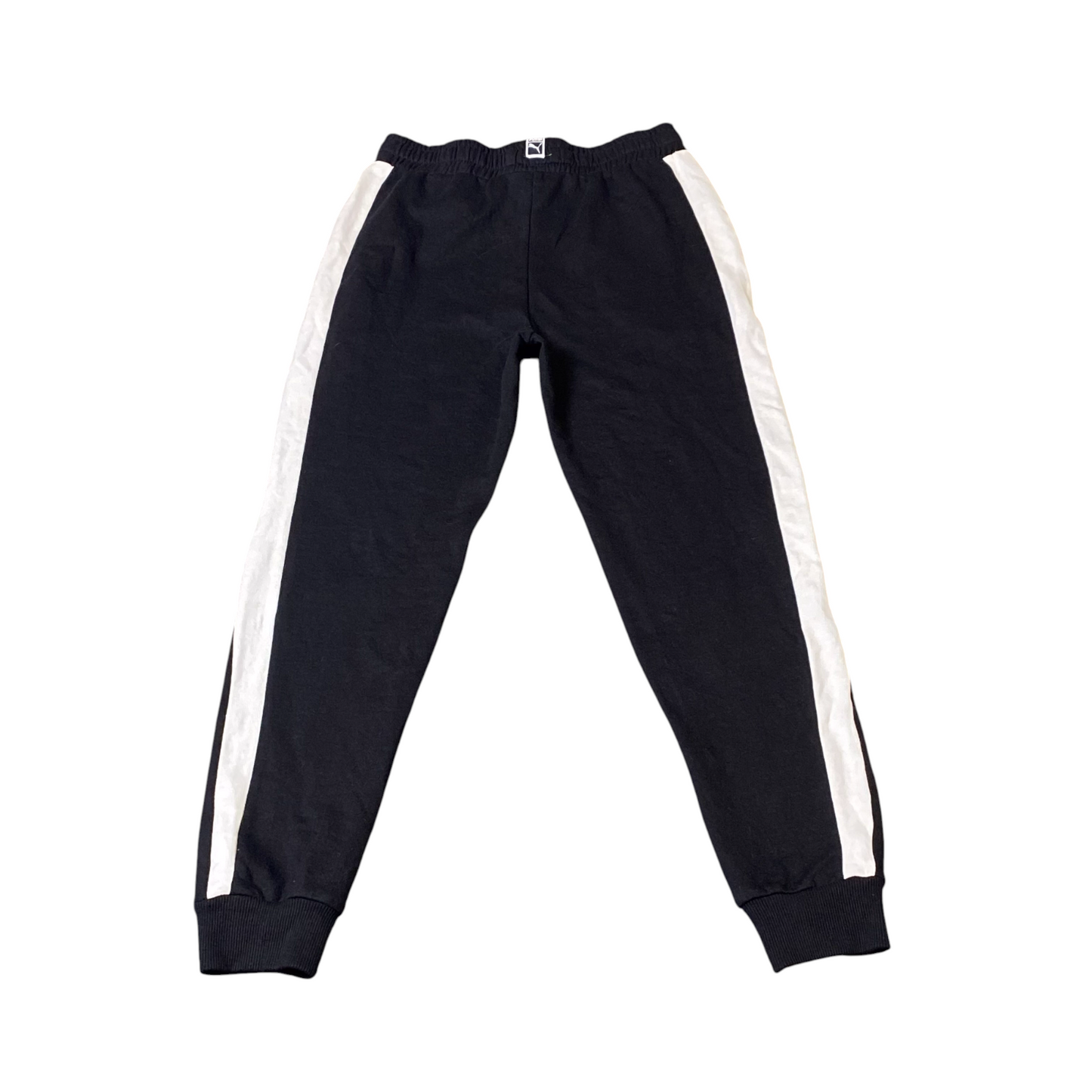 PUMA Joggers Boys Small Black Tapered Leg Elastic Waist Drawstring Track Pants