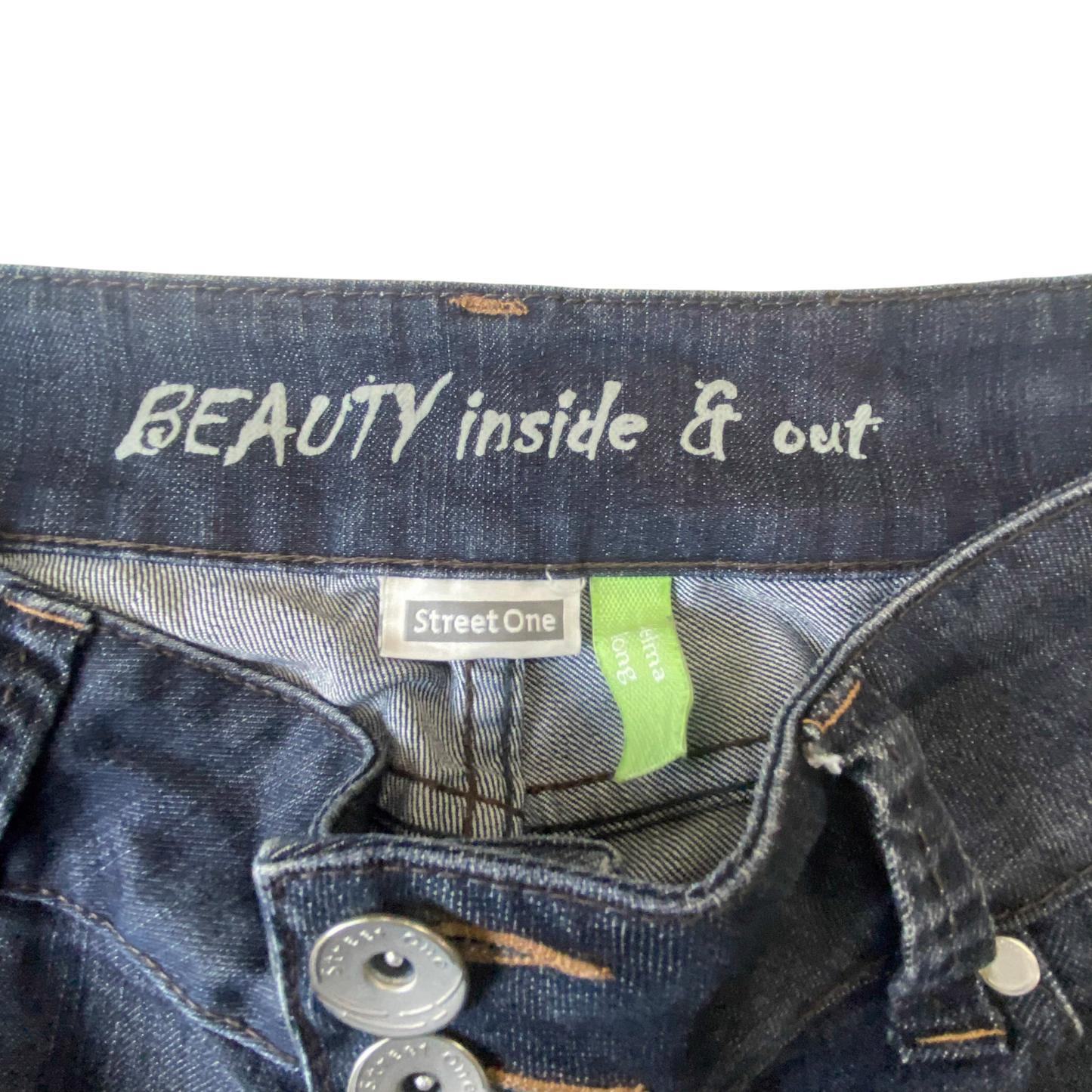 Street One Jeans Womens Large W32 L31 Black Denim Beauty Inside & Out Wide Leg